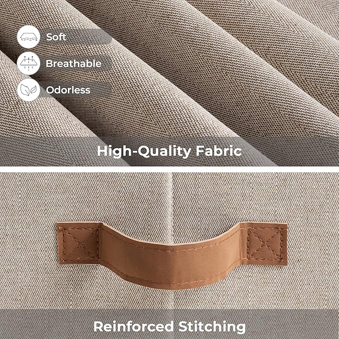 StorageWorks Fabric Storage Bins with Lids, Decorative Storage Bins | Lidded Dust-proof, Easy Pull Handles, Foldable, Stackable, Ideal for Clothes Blanket Towel, Large, Brown and Beige, 3-Pack - Image 3