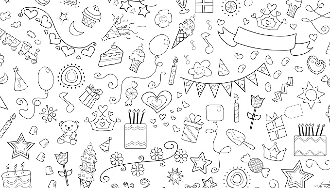 Birthday/Celebration Design – XL Rectangle Tablecloth 60”X102” - Interactive Coloring Tablecloth for Kids – Poly/Cotton Fabric - Washable and Reusable – DIY Activity for Children & Adults - Image 3