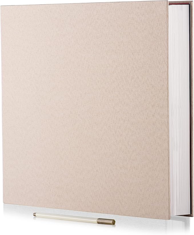 Large Photo Album Self Adhesive 4x6 5x7 6x8 8x10 Pictures Scrapbook Magnetic Album DIY Scrap Book 60 Sticky Pages Linen Cover DIY Photo Album with A Metallic Pen and DIY Accessories(Light Beige), by HoneyTolly