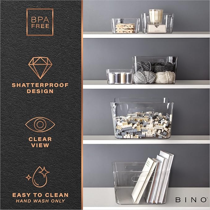 BINO | The SOHO Collection Plastic Storage Bins, X-Small - 2 Pack, Clear | Pantry and Fridge Organizer Containers, Kitchen Cabinet and Medicine Cabinet Bins - Image 7
