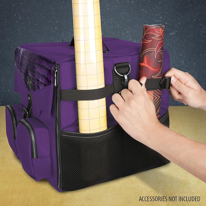 ENHANCE Board Game Shoulder Bag - Collector's Edition Board Game Storage with Shoulder Strap and Accessories Pockets for Dice, Cards, More - Reinforced Carrier Protects Tabletop Games (Dragon Purple) - Image 6