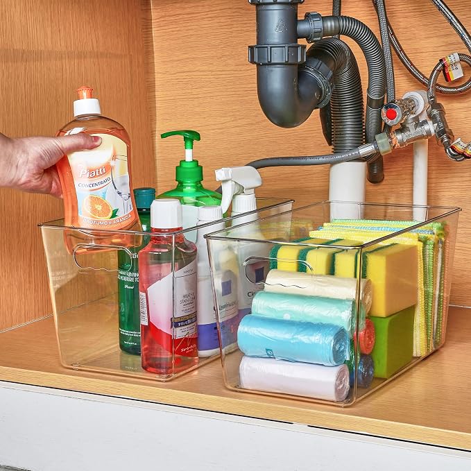 Vtopmart 6 Pack Clear Storage Bins, Pantry Storage Bins with Handle, XL | Plastic Pantry Organizer Containers for Kitchen, Refrigerator, Fridge, Cabinet, Countertops, Home Organization and Storage - Image 7