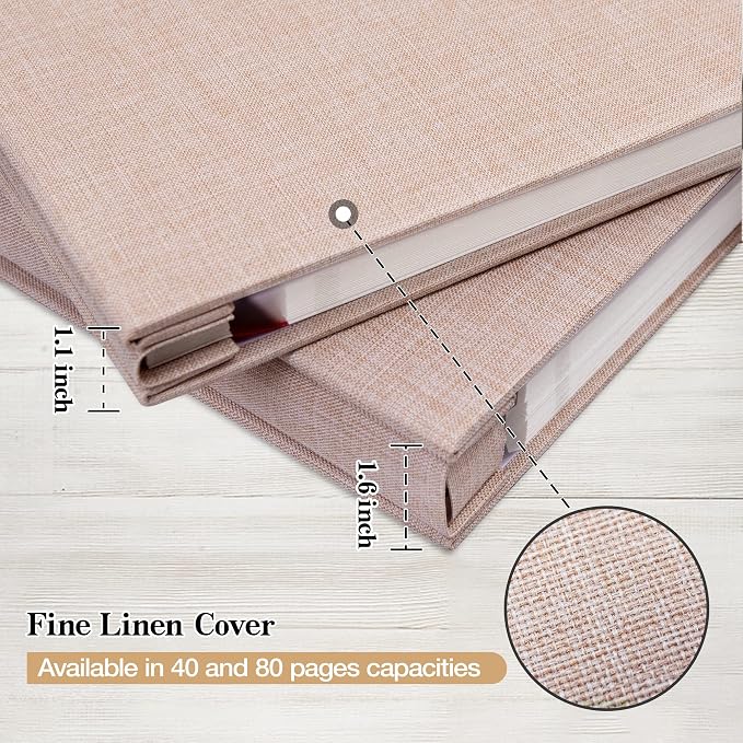 11x10.6 Inch Self Adhesive Photo Album Linen Cover 80 Pages Sticky 3x5 4x6 5x7 6x8 8x10 8.5x11 Magnetic DIY Scrapbook Photo Album with A Metallic Pen (Beige) - Image 5