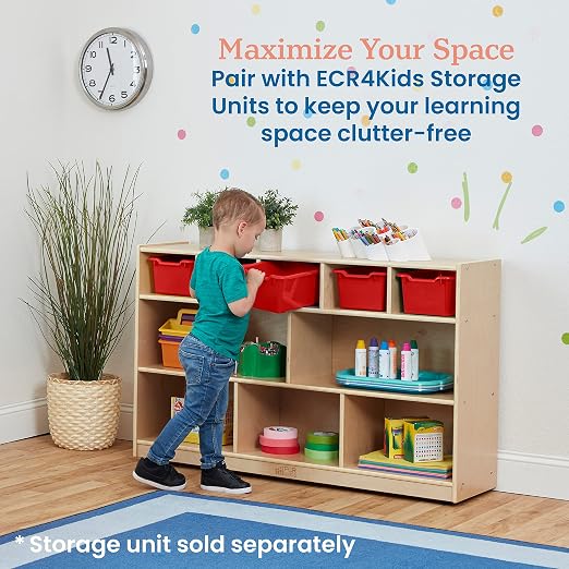 ECR4Kids Scoop Front Storage Bin, Multipurpose Organization, Red, 5-Piece | Durable plastic, GREENGUARD Gold Certified, 1.2 gallon capacity, lightweight & nestable, built-in handle, classroom/home use - Image 5