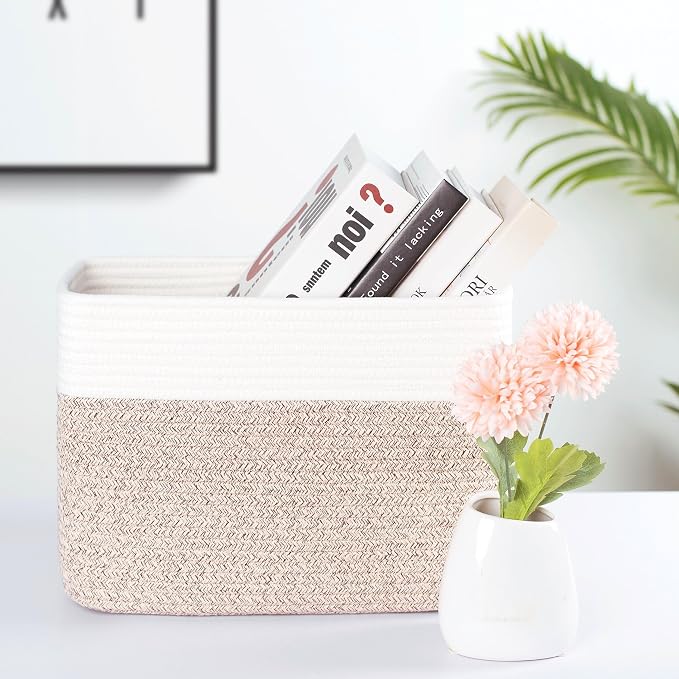 3-Pack Storage Baskets for Shelves, Playroom and Classroom Basket, Book Decorative Cube Bins, Woven Closet Organizers, Baby Nursery Baskets, Light Brown - Image 2