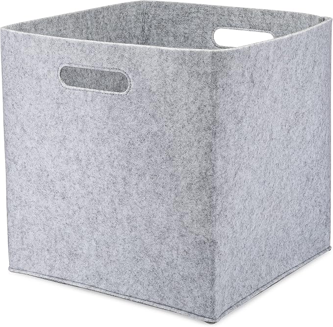 Parker Baby Co. Felt Nursery Storage Gift Set for Baby Shower - Gray | Nursery storage gift set includes: Diaper Caddy for diapers, wipes & more, large Laundry Hamper, 11" Storage Cube Bin - Image 4
