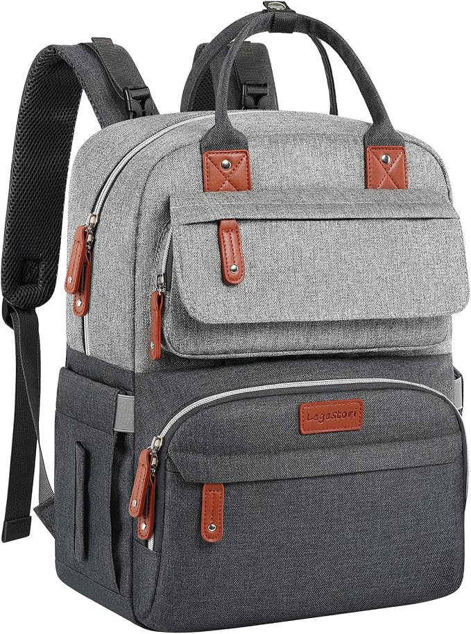 Diaper Bag Backpack, Baby Bag for Boys Girls, Large Diaper Backpack Travel Diaper Bags with Insulated Pockets Baby Registry Search Shower Gifts Newborn Essentials for Mom Dad, Waterproof Grey by LegestoriBackpacks