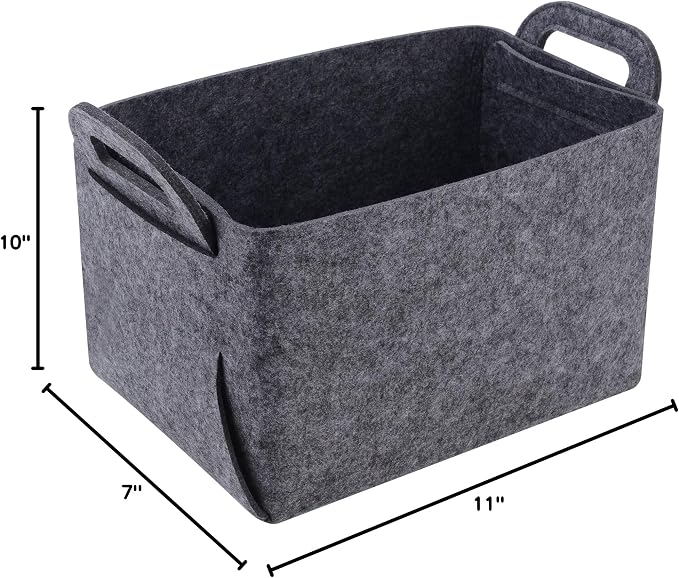 Minoisome Storage Basket Felt Storage Bin Collapsible& Convenient Box Organizer with Carry Handles for Office Bedroom Closet Babies Nursery Toys Laundry (Gray, 15.7inch（L）×11inch（W）×10inch（H）) - Image 8