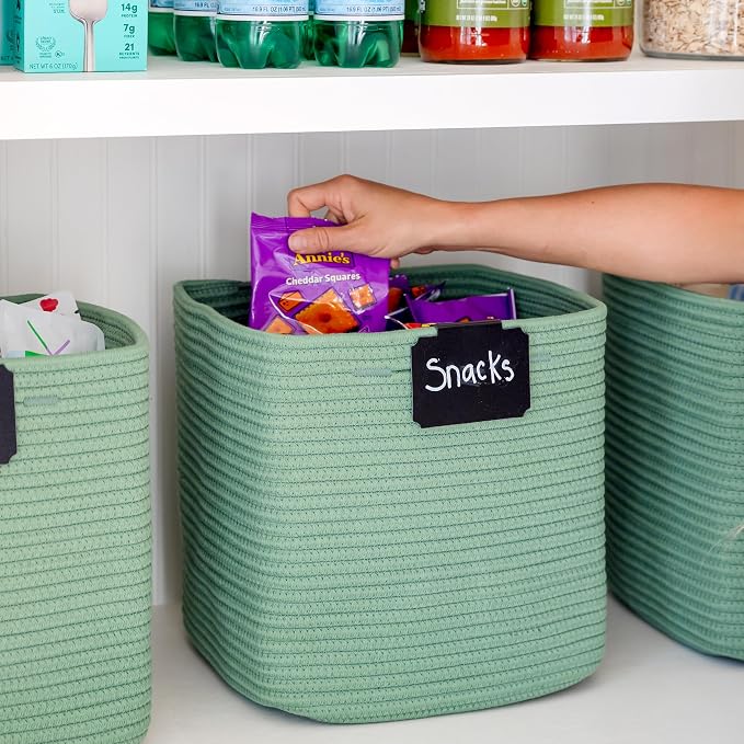 NaturalCozy Storage Cubes 11 Inch Cotton Rope Woven Baskets for Organizing, 3-Pack | Cube Storage Bin | Square Storage Baskets for Shelves Organizer, Classroom, Kids Toy Bins, Closet, Baby Nursery - Image 7
