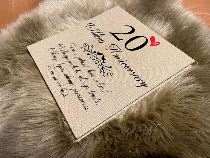 20th Wedding Anniversary Photo Album, Linen Cover with Love Quote, Golden Marriage Love Never Fails Memory Keepsake, Gifts for Parents 20 Years of Love - Image 5