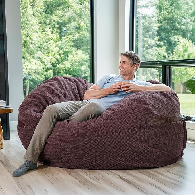 Big Joe Fuf 7Ft Giant Foam Bean Bag Chair, Oversized Couch with Removable Cover for Kids, Teens, Adults, Merlot Cloudweave, 7 Foot | Premium Shredded Foam Filled, Cloudweave, Adult-Sized Comfortable Seating, Supports Up to 300 lbs - Image 2