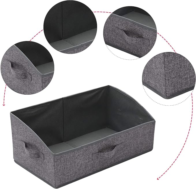 TENABORT 6 Pack Trapezoid Large Foldable Closet Storage Bins with Handle, Fabric Storage Organizer Cube Colth Containers Linen Box Shelf Baskets for Clothes Clothing Shelves Wardrobe - Image 3