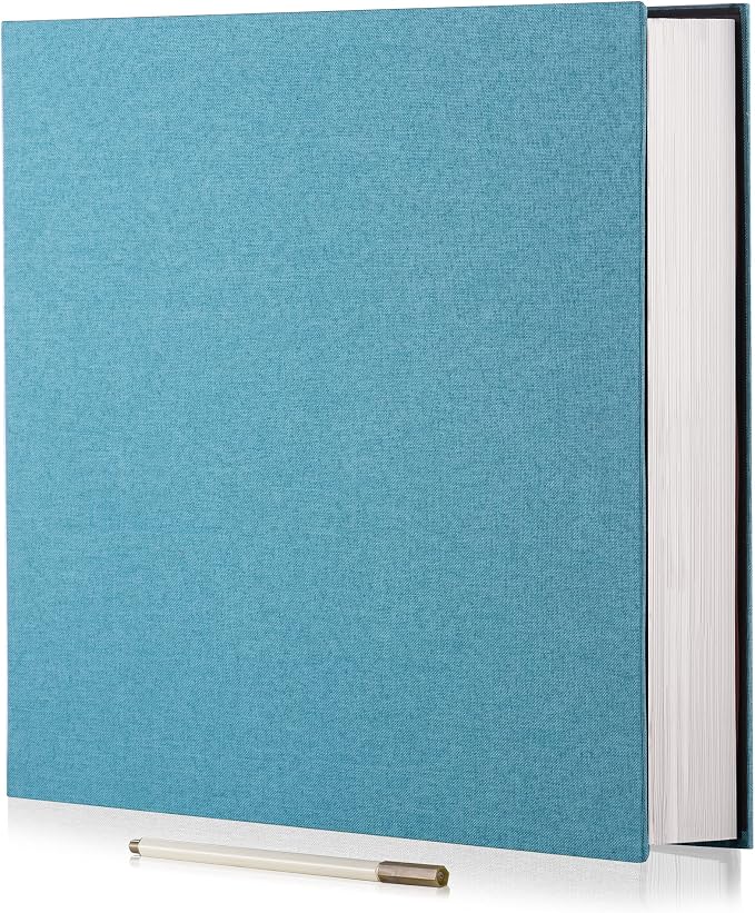 Large Photo Album Self Adhesive 4x6 8x10 10x12 13"x12.8" Magnetic Scrapbook Album 12.6"x11" Inch 40 Pages Linen Cover DIY Photo Album with A Metallic Pen and DIY Stickers(Sky Blue) by HoneyTolly