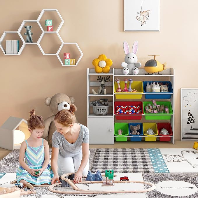 Xilingol Kids Toy Storage Organizer, 4-Tier Toy Organizers W/8 Removable Storage Bins, Kid Bookshelf and Toy Storage for Study Room, Bedroom, Kids Room, Classroom, Nursery - Image 7