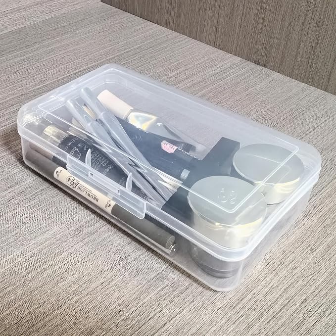 4 Pack Rectangular Clear Plastic Storage Containers, 8x4.7x2.3 inch | Hinged Lid, For Beads and Small Craft Items - Image 6