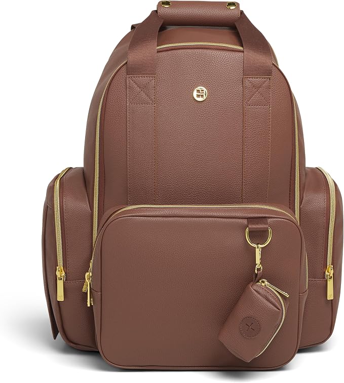 HUGGIES Unisex-adult Signature Hug Pack Diaper Backpack, Cognac Leather, One Size by Huggies%C2%AE