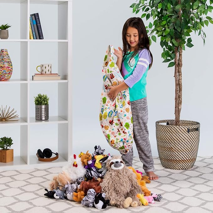 Posh Creations Stuffable Kids Stuffed Animal Storage Bean Bag Chair Cover - Childrens Toy Organizer, Medium 27" - Canvas Animals Forest Critters - Image 5