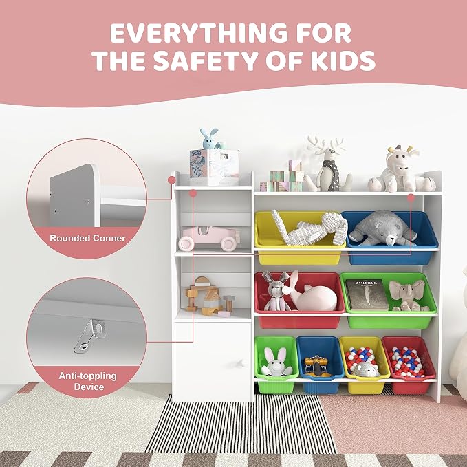 Xilingol Kids Toy Storage Organizer, 4-Tier Toy Organizers W/8 Removable Storage Bins, Kid Bookshelf and Toy Storage for Study Room, Bedroom, Kids Room, Classroom, Nursery - Image 5