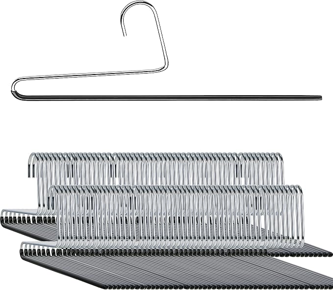 Mawa Trouser Series Open-Ended Single Rod Hanger, KH 35U, Non-Slip Pant/Trouser Hanger, Space Saving, Reverse Hook Version, Set of 160, Black by Mawa