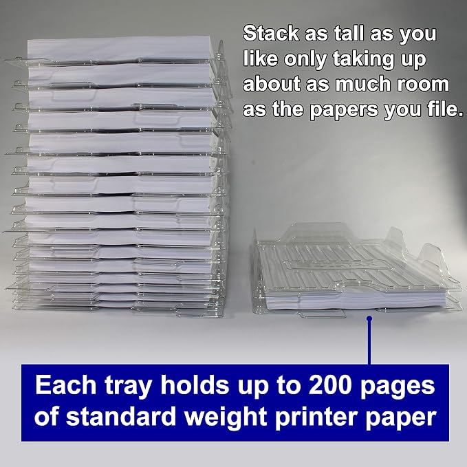 File Organizers - Letter Size, Stackable Trays for Desk - for Office Files, Mail, Documents - 12 Pack, Clear - Image 6