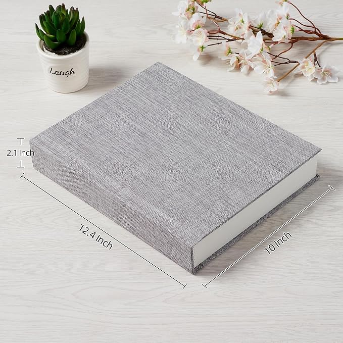 Pssoss 8x10 Photo Album with Writing Space, Linen Cover, 30 Photos,Gray | High-GSM writable pages with easy slip-in pockets for weddings, baby photos, family memories, travel, and anniversaries. - Image 2