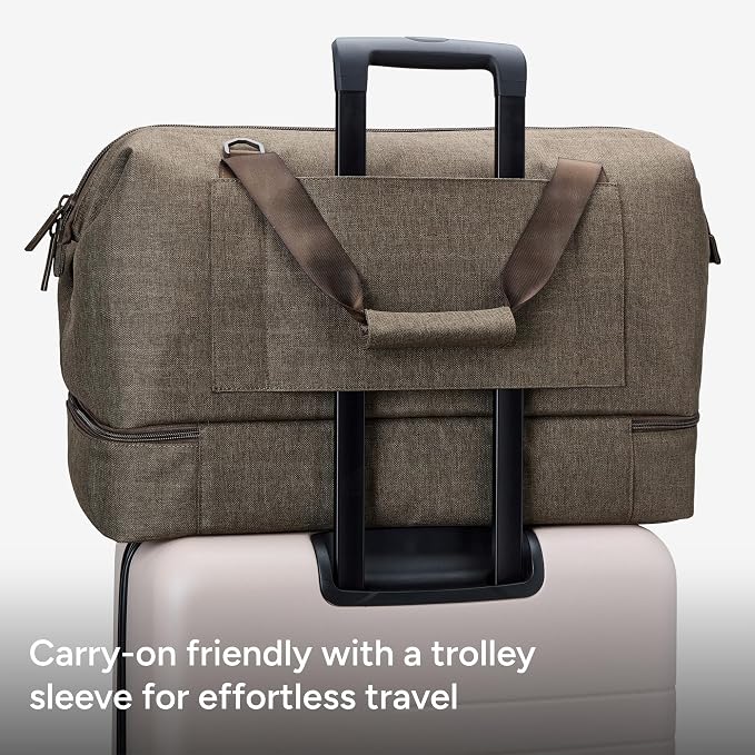 Halfday Double Decker Weekender 40L Travel Duffel Bag Water-Resistant, Dune | Overnight Carry-on with Bottom Shoe Compartment, Trolley Sleeve, Padded Strap, Interior Pockets, 3+ Days of Clothes - Image 6