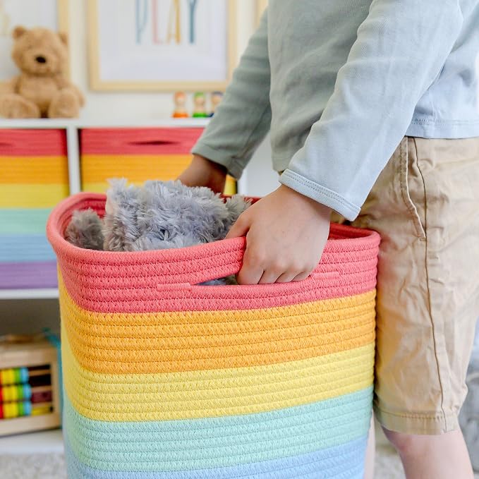 NaturalCozy Storage Cubes 11 Inch Cotton Rope Woven Baskets for Organizing, 3-Pack | Cube Storage Bin | Square Storage Baskets for Shelves Organizer, Classroom, Kids Toy Bins, Closet, Baby Nursery - Image 7