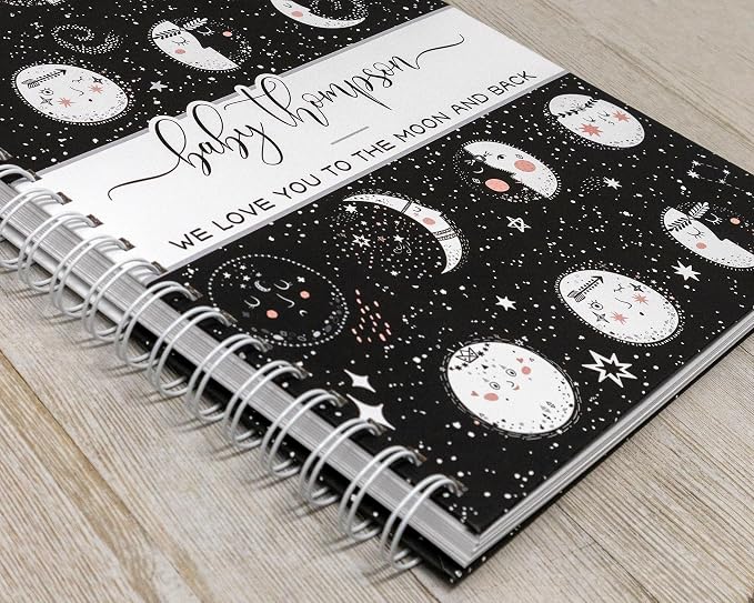 Personalized Pregnancy Journal - Hardcover Pregnancy Memory Book Customized with Baby’s Name, Nickname or Phrase - Prompted Journal for New Moms (Moon Phases) - Image 2