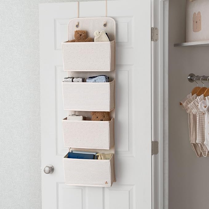 Delta Children - babyGap 2-Pack Over the Door Storage Organizer with 4 Pockets, Tan - Image 2