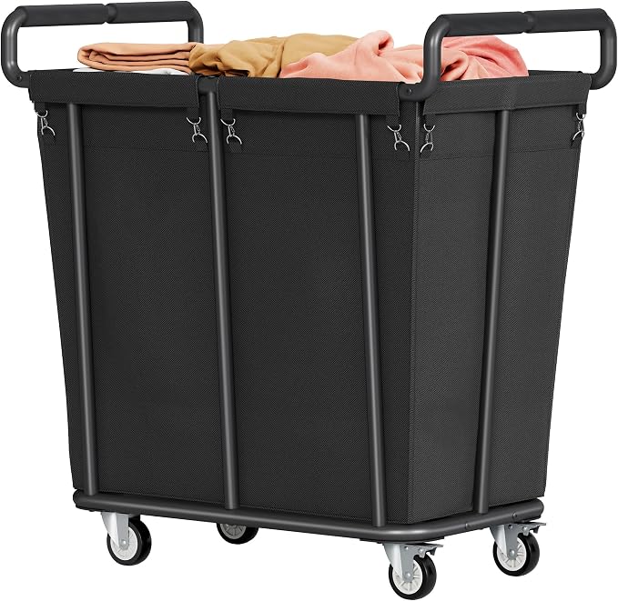 Gewudraw Extra Large Laundry Hamper with Wheels, Heavy Duty Hamper, 360L | Rolling Big Laundry Basket for Clothes Storage, Laundry Cart with Handle, Steel Frame, Clothes Hampers for Laundry by Gewudraw