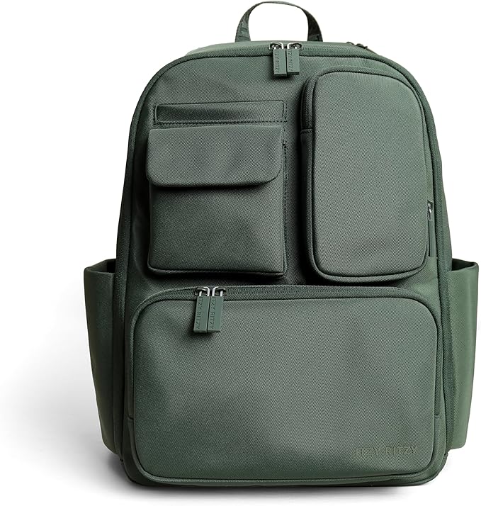 Itzy Ritzy Utility Diaper Bag Backpack, 17 Pockets w/Changing Pad (Green) | Travel-Ready Diaper Backpack with 2 Insulated Bottle Holders, Laptop Compartment, Trolley Sleeve, Straps, and Changing Pad by Unknown