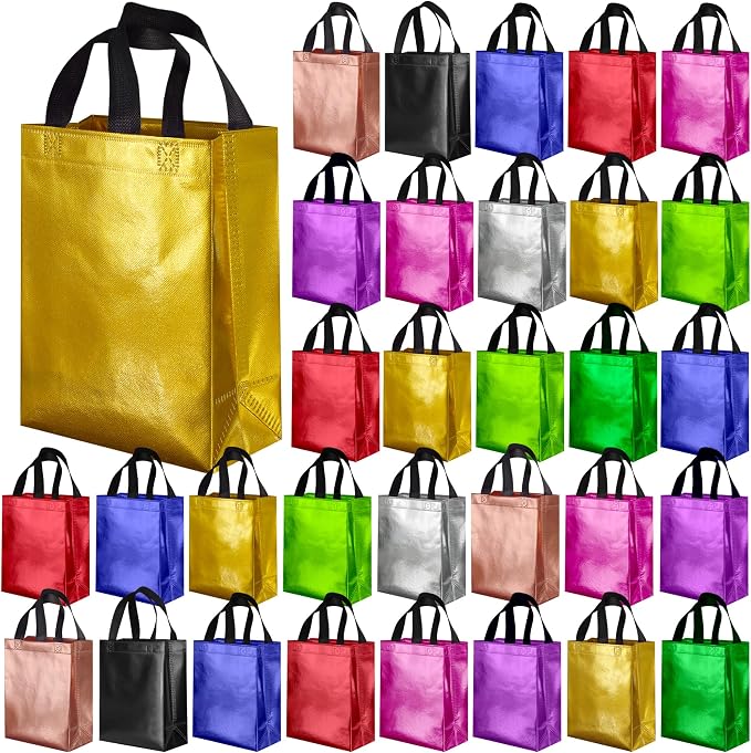 BLEWINDZ 100 Medium Reusable Gift Bags with Handles - Ideal Party Favors & Shopping Bags (10 Colors) by BLEWINDS