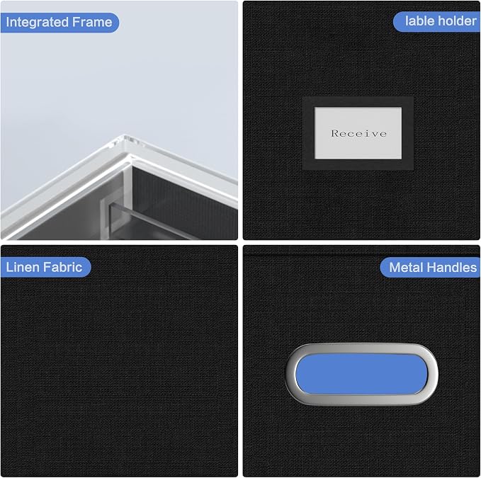 File Organizer Box - File Boxes for Hanging Files with Lid Set of 3 Decorative Hanging Folders Organizer with One-Piece Plastic Frame Slides (Black, 13.2 * 10.1 * 10.1in(2Pack)) - Image 5