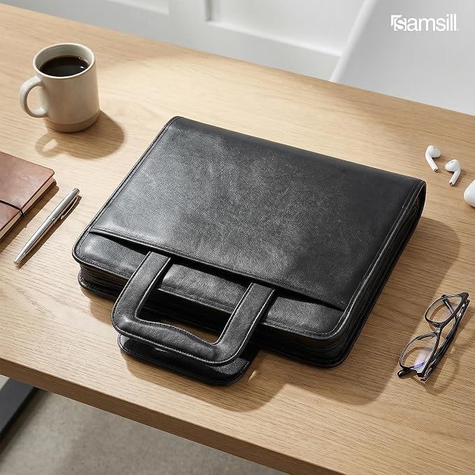 Samsill Professional Padfolio/Portfolio with Zippered Closure Case, 2 Inch Removable Round Ring Binder, Retractable Handles, Interior 10.1” Tablet Sleeve, Black - Image 10