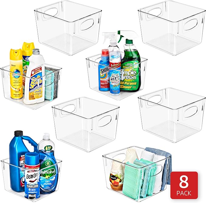 Sorbus Fridge Organizers and Storage, Clear Plastic Bins (Medium, 8 Pack) | Handled containers keep crafts, clothing and household supplies sorted across pantries, cabinets, refrigerators and closets. - Image 6