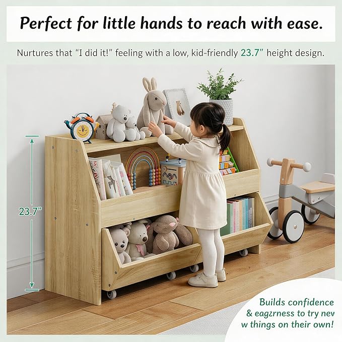 Kids Toy Storage Organizer, Kids Toy Organizer, Playroom Organization | 2 Movable Drawers Encourage Good Organization Habits, Organizador de Juguetes, Toddler Toy Storage, Nursery Toy Storage - Image 4