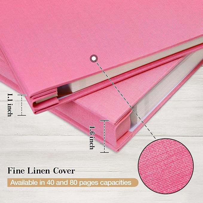 Self Adhesive Photo Album 80 Pages, Linen cover, Pink | Photo Album Self Adhesive 4x6 5x7 8x10 Pictures, Linen Cover DIY Scrapbook Albums for Family, Wedding, Baby, Anniversary - Image 5