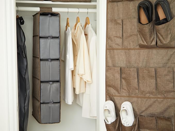 Covermates Hanging Shoe Organizer Set, 7"W x 13.5"D x 34"H, Brown Heather | durable polyester construction, removable trays, 3-year warranty - Image 5