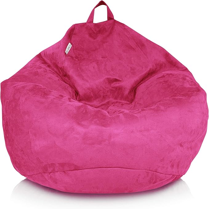 Bean Bag Stuffed Animal Storage Chair Cover (No Filler) for Kids and Adults. Extra Large Bird's Nest Beanbag Memory Foam Soft Premium (Pink, 2.5 ft (Cover Only)) by Delmach