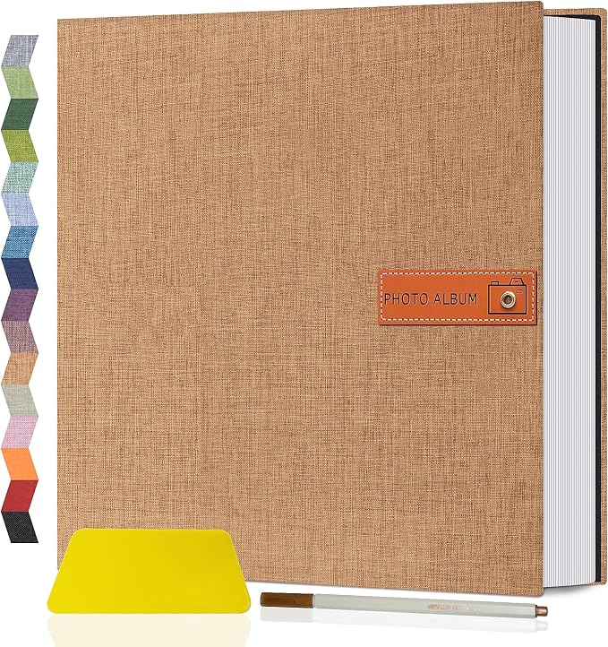 Popotop Large Photo Album Self Adhesive 4x6 5x7 8x10 Scrapbook Album DIY Picture Book,Gifts for Mom,Family Baby and Wedding,with Metal Pen and Plastic Board by Popotop