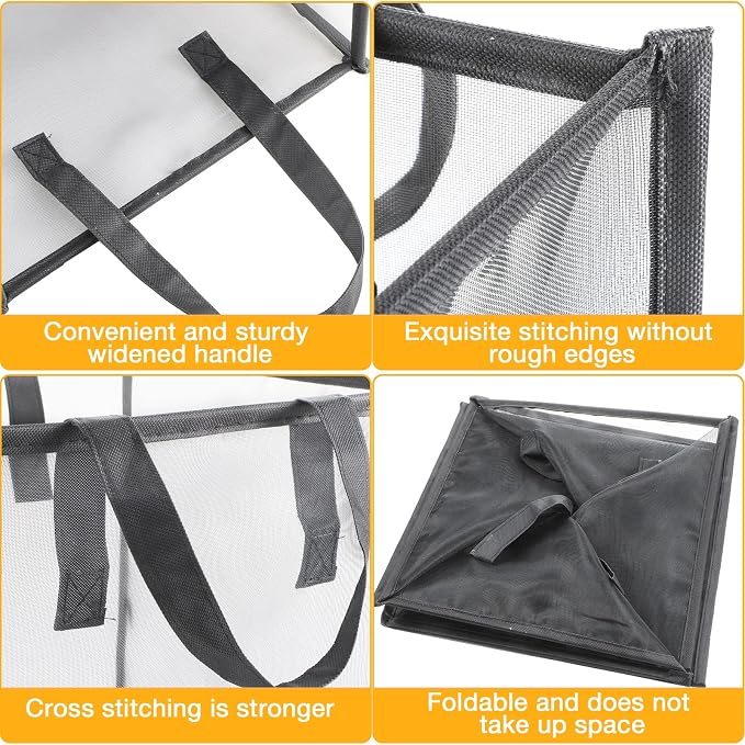 Zopeal 1 Pack Collapsible Mesh Laundry Basket, Grey, Single-layer | 13 Inch Square with Handles, Portable Foldable Hamper, Mesh See-through, Space Saving for Dorm Bedroom Laundry Room - Image 4