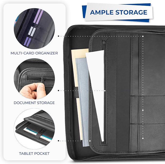 Samsill Professional 1-Inch Zipper Binder Padfolio with iPad Pocket, Interview Document Organizer, Includes Refillable 8.5 x 11 Inch Writing Pad and Pen Loop, Black - Image 7