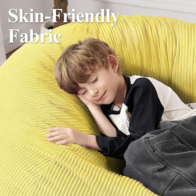 4FT Bean Bag Chair for Adults,Large Teardrop Beanbag with Filler | Beanbag Chair with Memory Foam Filled,Bean Bags with Handy Handle&Machine Washable Cover for Living Room,Bedroom-Yellow - Image 7