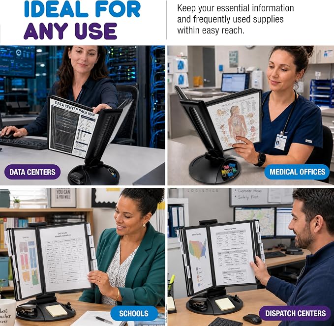 Ultimate Office AdjustaView Supply Base Desk Reference Display Organizer CL | 5 Adjustable Viewing Angles PLUS Functional Supply Storage Base, 10 Letter Size EZ-Load Color Pockets, Easy No Tool Assembly - Image 6