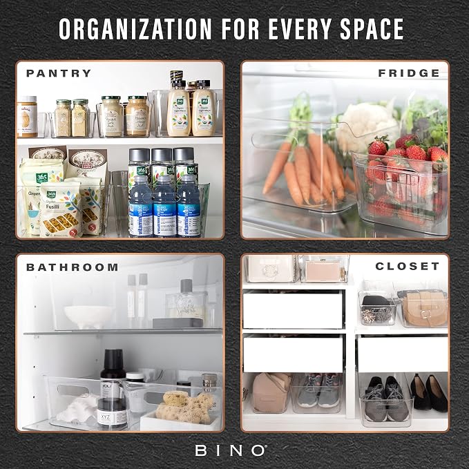 BINO | Plastic Storage Bins, Small - 2 Pack, Clear | THE SOHO COLLECTION | Pantry Organizers and Storage Containers Fridge Organizer Bins Kitchen Cabinet Organizer Medicine Cabinet Bin - Image 5