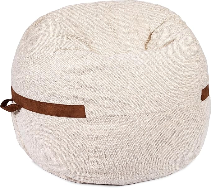 Big Joe Fuf 4Ft Foam Bean Bag Chair with Removable Cover for Kids, Teens, Sandstone Textured Boucle, 4 Foot Large Reading and Gaming Seat | Premium Shredded Foam Filled, Textured Boucle, Adult-Sized Comfortable Seating, Supports Up to 300 lbs by BigJoe