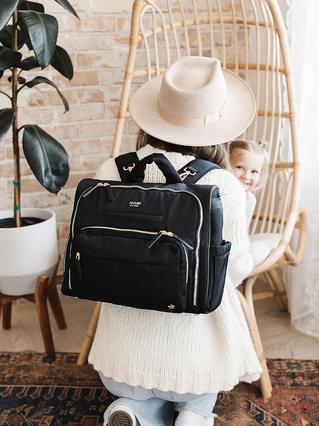 JuJuBe Convertible Diaper Bag Satchel Backpack with Changing Pad, 14-Pocket Large Capacity Organizer, Insulated Bottle Pocket, Quick-Access Wipes, Stroller Straps, Trolley Sleeve, Machine Washable - Image 5