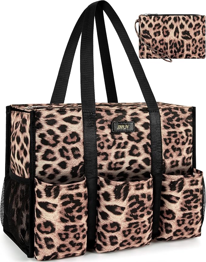 IBFUN Utility Tote Bag with 24 Pockets, Large Teacher Travel Tote for Women | Large Work Tote Bag 2pcs with Zipper for Travel Daily School Teacher Nurse, Large Lightweight Laptop Shoulder Bag Handbag by IBFUN