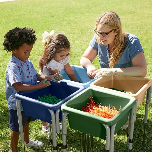 ECR4Kids Stackable Square Bins with Non-Snap Lids, Multipurpose Organization, Sand, 2-Pack - Image 8