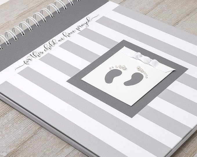 Personalized Pregnancy Journal (15 Center Designs) - Hardcover Pregnancy Memory Book Customized with Baby’s Name, Nickname or Phrase - Prompted Journal for New Moms (Gray Stripes + Gray) - Image 2